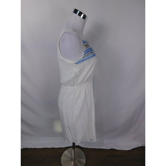 White Sleeveless Boho Dress Tassels Embroidered Details By Fejéj Sz 2 - Picture 11 of 12
